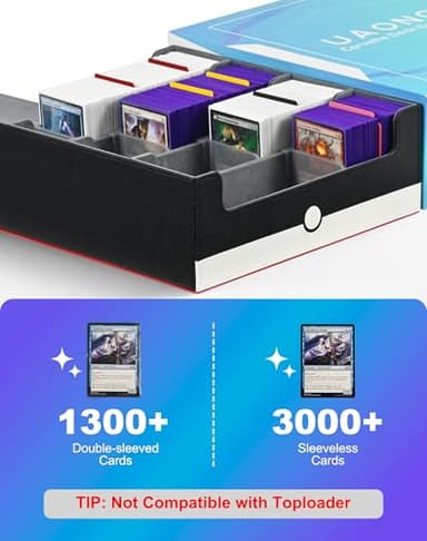 UAONO Card Storage Box for Trading Cards, 2400+ MTG Commander Deck Box With 24pcs Colorful Divider, Card Case Fits for Magic TCG PTCG Sports Game (Red&White) - Image 4