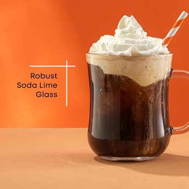 JoyJolt Glass Coffee Cups - 15.5oz Diner Coffee Mug Set of 4 Glass Coffee Mugs. Coffee Bar Accessories, Cafe Style Clear Coffee Mug, Cappuccino Cup, Latte Cup, Tea Cup, Large Espresso Glasses. - Image 4