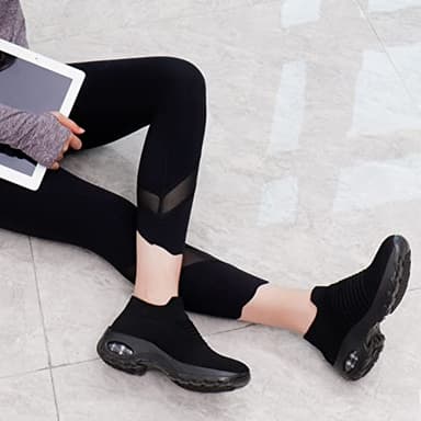 HKR Womens Walking Shoes Slip On Light Weight Mesh Platform Nursing Shoes Cushioned Sneakers All Black 8.5(1839 EU 40.5) - Image 7