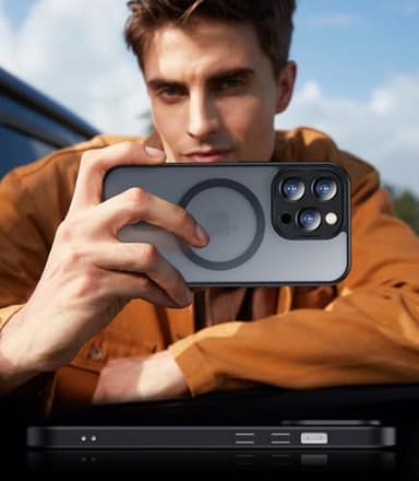 SPIDERCASE Designed for iPhone 13 Pro Max Case, Magnetic Translucent with 2PCS Tempered Glass Screen Protector [Full Camera Protection] Anti-Fingerprint Phone Case for iPhone 13 Pro Max 6.7'',Black - Image 7