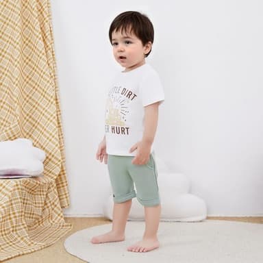 CIYCUIT Baby Boy Summer Clothes Short Sleeve Letter Print Shirt Shorts Set - Image 5
