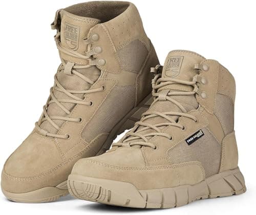 FREE SOLDIER Waterproof Hiking Work Boots Men's Tactical Boots 6 Inches Lightweight Military Boots Breathable Desert Boots(Tan 7.5) - Image 1