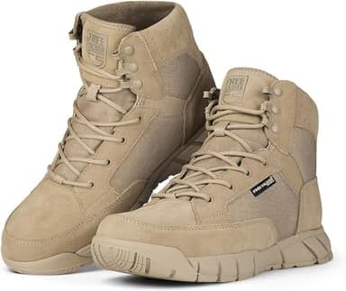 FREE SOLDIER Waterproof Hiking Work Boots Men's Tactical Boots 6 Inches Lightweight Military Boots Breathable Desert Boots(Tan 7.5) - Image 1
