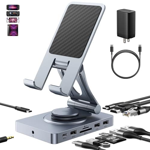 Versatile USB C Docking Station for iPad (USB-C), 11-in-1 with SD TF 4.0 Reader, 4K@60Hz HDMI, RJ45, Audio, USB A, USB c, Rotatable, Also for Tablet, Steam Deck, ROG Ally, Legion Go, with 65W Adapter - Image 1