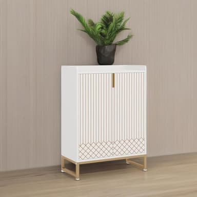 Tribesigns Shoe Cabinet with Doors, 5 Tiers Shoe Storage Cabinet for Entryway, 25 Pairs Wooden Shoe Cabinets, Modern Shoe Organizer Storage for Living Room, Bedroom, Hallway, Closet, White - Image 6