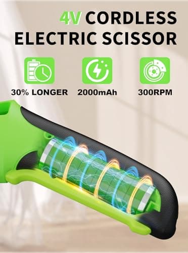 Virsin 4V 2000mAh Cordless Cardboard Cutter, Electric Scissors for Cardboard with 2 Titanium Blades,LED & Safety Lock,Max Cutting1/4",Rotary Cutter for Fabric,Gifts for Men&Women - Green - Image 3