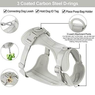 No Pull Lightweight Dog Harness: Adjustable Durable Breathable Mesh Pet Vest Harness with Soft & Comfortable Cushion, for Small Medium Large Dogs (Medium, Gray) - Image 3