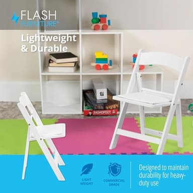 Flash Furniture Hercules Series Kids Padded Folding Chairs for Children, Children's Event Seats with 264-lb. Static Weight Capacity, Set of 10, White - Image 7