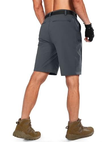 Shallowlulu Mens Cargo Hiking Shorts Water Resistant Quick Dry Lightweight Breathable Tactical Shorts with Nylon Belt(Steel Grey 32W/10L) - Image 2