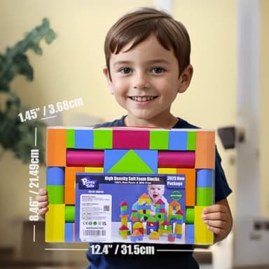 Pairez Toys Foam Building Blocks for Toddlers 2-4, 41 Pieces EVA Soft Stacking Blocks, Baby Bath Foam Toy Set, Early Learning Construction Toys & Gifts for Kids, Boys & Girls 18+ Months - Image 7
