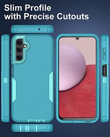 Dahkoiz for Samsung Galaxy A14 5G Case, with Tempered Glass Screen Protector and Dust-Proof Port Cover, Full Body Protection Rubber Cover Phone Case for Samsung Galaxy A14 5G, Mint/Teal - Image 2