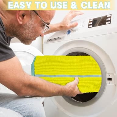 2PCS Shoe Washing Machine Bgs,Laundry Shoe Bags for Washer and Dryer, Reusable and Durable Zipper Sneaker Shoe Washing Bag, Tennis Shoe Cleaning Bag for All Shoe Types (Yellow) - Image 3