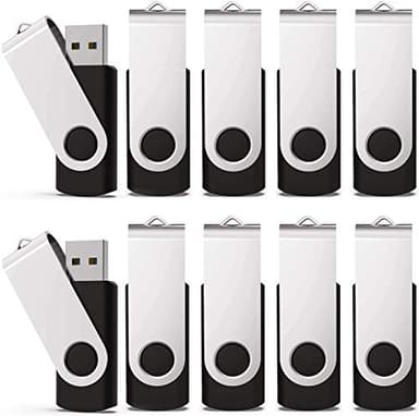 KEXIN 20 Pack 32 GB Flash Drive 3.0 Thumb Drive 32G Transfer Speed Up to 80MB/s Swivel USB 3.0 Flash Drive 20 Pack 3.0 Jump Drive Black - Image 1