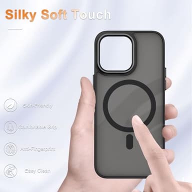 YENAPOON for iPhone 12 Pro Max Case, Matte Magnetic Phone Case with 1 Screen Protector, Support for Magsafe, Translucent Frosted Slim Shockproof Protective Cover for iPhone 12 Pro Max 6.7 inch, Black - Image 4