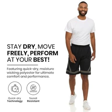 4 Pack: Men's Dry-Fit Sweat Resistant Active Athletic Performance Shorts - Image 3