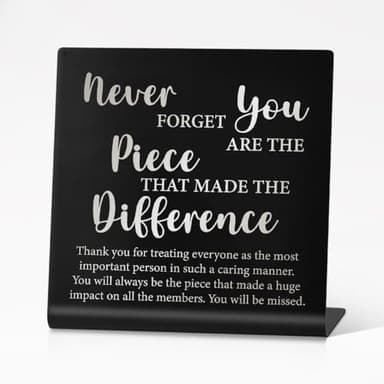 PUVOXHO Never Forget You Are The Piece That Made The Difference Black Stainless Steel Office Desk Sign Decor, Thank You Gifts for Boss Supervisor Counselor Mentor, Going Away Gifts for Friend Coworker - Image 1