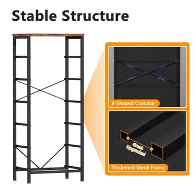 Furnulem Tall Dresser with 6 Drawers,Vertical End Table and Nightstand for Bedroom,Industrial Dorm Bedside Furniture with Fabric Storage Drawer Organizer in Living Room,Closet,Entryway(Rustic Brown) - Image 7