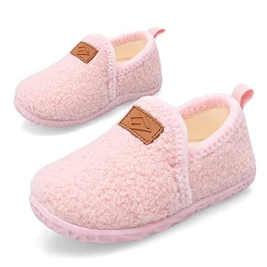 Lefflow Toddler Slippers Girl House Bedroom Slippers Winter Baby First Walking Sock Shoes Toddler Essentials Christmas Pink Size 4.5-5 - Image 7