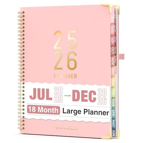 Jul 2025 -Dec 2026 Planner, Forvencer Academic Planner 2025-2026, 18 Month Daily Planner, 8.5" x 11", Weekly & Monthly Agenda Book, Hardcover Calendar Book, School Supplies for Student,Pink - Image 1