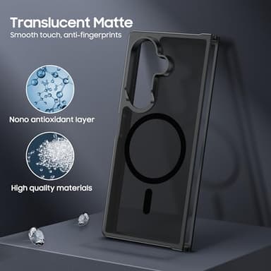 MAKAVO Magnetic for Samsung Galaxy Z Fold 7 Case [Compatible with MagSafe] Slim Translucent Matte Hard Back Cover & Soft Bumper, Fold7 Silicone Shockproof Phone Case, Black - Image 6