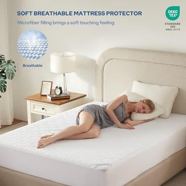 BEDLORE Waterproof Mattress Protector, Queen Size Noiseless Mattress Pad with Deep Pocket 6"-18" Depth, Soft Breathable Bed Mattress Cover Washable for Home, Bedroom, Hotel (White) - Image 3