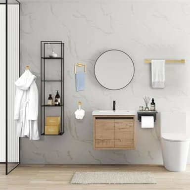 Brushed Gold Towel Bar Set 5 Pieces Bathroom Hardware Accessories Set,Upgraded Toilet Paper Holder with Shelf,Stainless Steel Towel Holder Set for Bathroom,Wall-Mounted 23.6 in - Image 7
