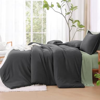 Litanika Oversized King Comforters Dark Grey Super King Size, 3 Pieces Lightweight Solid Bedding Comforter Set, All Season Fluffy Bed Set (120x120In Comforter & 2 Pillowcases) - Image 5