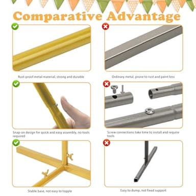 DDMY Large Arch Backdrop Stand (7.2FT/6.6FT/6FT) Metal Balloon Arch Stand Set of 3 Gold Party Stands for Wedding, Birthday, Baby Shower, Bridal Shower - Balloon Arched Frame for Garden Decor, Gold Floral Arches, 3 Pieces - Image 2