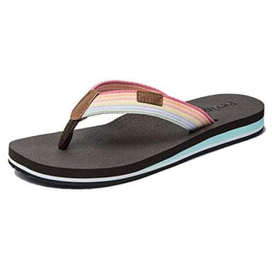 Pevino Women's Orthotic Flip Flops with Soft Waterproof Platform and Anti-Slip Sole,Casual Thong Sandals for Women,Comfortable Beach Sandals with Arch Support for Girl Ladies Brown Size 8 - Image 4
