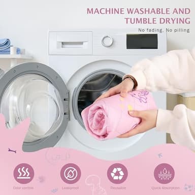 IEUUMLER Washable Pee Pads for Dogs, 2 Pack Non-Slip & Waterproof Pack Whelping Pad, Reusable Washable Puppy Potty Training Pad with Fast Absorbent for Playpen EU007 (Pink Dinosaur, 48"X30"-2pcs) - Image 5