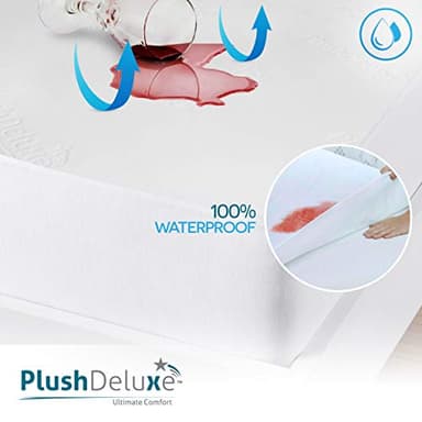 PlushDeluxe Premium Bamboo Mattress Protector – King Size, Waterproof, & Ultra Soft Breathable Noiseless Washable Bed Mattress Cover for Comfort & Protection - White - Image 3