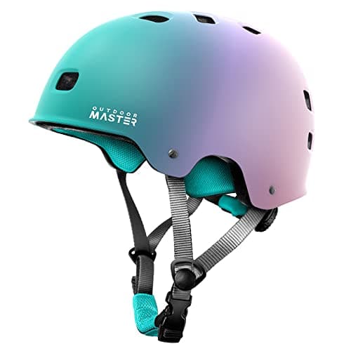 OutdoorMaster Skateboard Cycling Helmet - Two Removable Liners Ventilation Multi-Sport Scooter Roller Skate Inline Skating for Kids, Youth & Adults - XS - Fuschia Teal - Image 1
