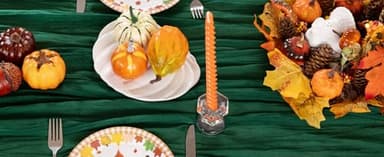 DeZerlor Emerald Green Cheesecloth Table Runner Fall Table Runner Boho Gauze 120 Inches Green Cheese Cloth Fall Table Decorations for Thanksgiving Wedding Bridal Baby Shower Tea Party - Image 5