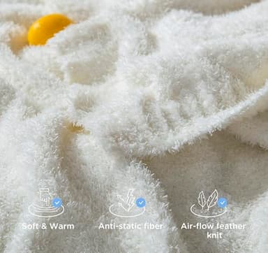 CLOUDS HUG Oversized King Knit Blanket for Couch - Super Soft Extra Large Throw Blankets for Bed， Fluffy Fuzzy Plush Lightweight Cozy Blanket，Cream，120" x 120" - Image 5