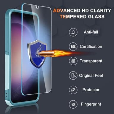 RMOCR Case for Samsung Galaxy S25, Full Body Heavy Duty Rugged Shockproof Protective Phone Cover with Lanyard Strap, Tempered Glass Screen Protector and Camera Lens Cover, Mint Green - Image 5