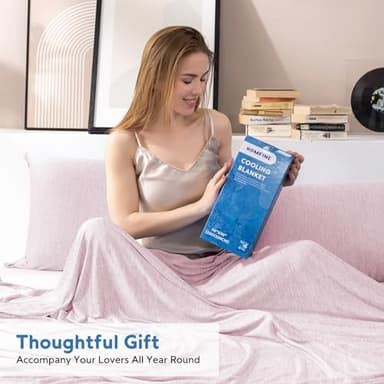 HOMFINE Cooling Blankets for Hot Sleepers - Summer Blanket Thin Lightweight Breathable Soft Double Side Enhanced Cooling for Bed Couch Sofa, Keep Cool for Night Sweats (Pink, 90 x 90 inches) - Image 7