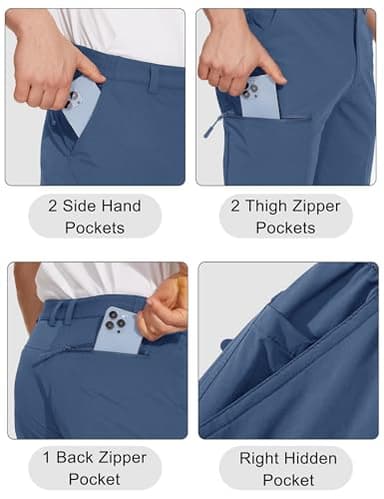 MAGCOMSEN Mens Hiking Pants Lightweight Work Pants for Men Stretch Breathable Elastic Waist Pants for Men Blue Grey - Image 3