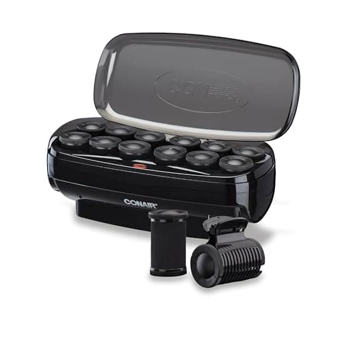 Conair Hot Rollers for Long, Medium & Short Hair, 12 Jumbo 1 ½" Heated Hair Rollers with Clips, Hot Curlers for Women, Volume & Curls, Amazon Exclusive, Black - Image 1