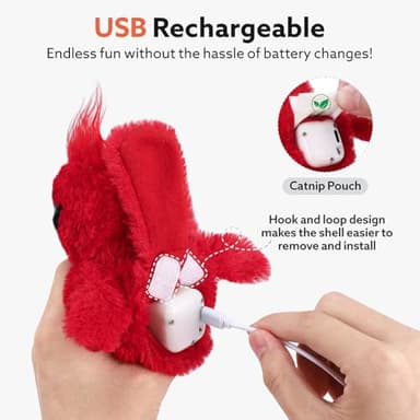 AIPERRO Flapping Cardinal Cat Toys, Interactive Cat Exercise Toy with Lifelike Bird Chirp, USB Rechargeable Automatic Cat Kicker Catnip Toys for Bored Indoor Adult Cats Kittens - Image 5