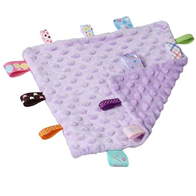 CREVENT Tag Security Blankets for Babies, Soft Small Loveys for Girls, Baby Comforter Sensory Blanket, Great Gifts for Birthday Baby Shower 10"X10" (Purple+Pink Tag, Crib) - Image 5