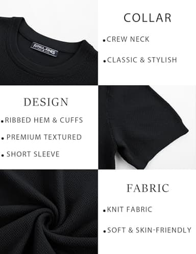 PJ PAUL JONES Mens Shirts Classic Black T-Shirts Knit Solid Tee Shirts Short Sleeve Knitwear - Image 5