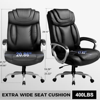 COMHOMA Ergonomic Office Chair Home Office Desk Chairs Comfy Back Support PU Leather Executive Office Chair with Wheels Headrest Padded Armrests Height Adjustable Tilt Swivel Rolling Reclining Seat - Image 2