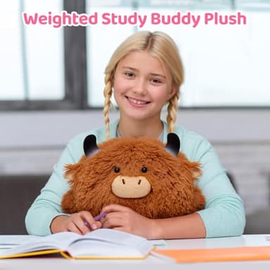 Mewaii 4 Lbs Weighted Stuffed Animals - Heavy Belly & Limbs, 23" Highland Cow Plush for a Realistic Hug, Super Soft Fluffy Plush Toy for Kids and Adults - Image 2