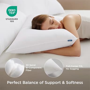 Bedsure Medium Firm Pillows Queen Size, Set of 2, Firm Queen Bed Pillows Hotel Quality Premium Original Down Alternative for Supportive Filling for Side, Back Sleepers - Image 2