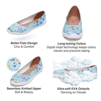 UIN Women's Art Painted Knitted Ballet Flats Slip On Pointed Toe Casual Loafers Lightweight Comfort Travel Shoes Minorca Starlight Spread (7) - Image 7
