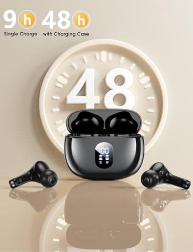 ZZU Wireless Earbuds, 2025 Ear Buds with Big Bass Stereo Sound, Lightweight Bluetooth Earbuds with 48 Hours Playtime, in-Ear Fit Earphones, IPX7, Hands-Free Calls with Al for iPhone, Android, Pad - Image 3