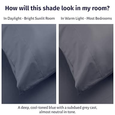 California Design Den Queen Deep Pocket Sheet Set - Certified 100% Egyptian Cotton Sheets, Lightweight & Crisp Percale, Cool & Durable Luxury Bedding Set - Mineral Blue - Image 3