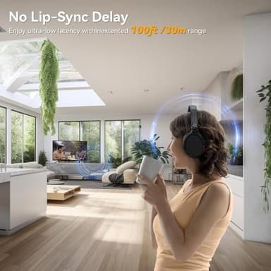 Wireless Headphones for TV Watching, TV Headphones Wireless for Seniors with Transmitter Charging Base, Over ear Bluetooth Headset No Audio Delay, HIFI Stereo, 65H Playtime, Gifts for Parents/Elderly - Image 4