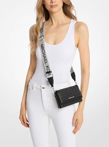 Michael Kors Women's Jet Set Small Phone Crossbody Bag, Silver-Tone Hardware/Black - Image 3