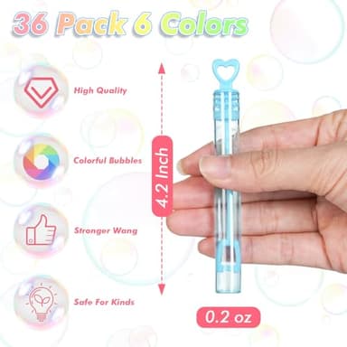 SKK Stationery 36 Pc Mini Bubble Wands, 6 Colors, Party Favors, Outdoor & Christmas Bubble Blower for Kids, Easter & Birthday - Image 2